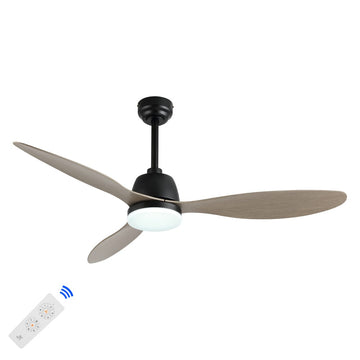 Audie 52" Classic Industrial Iron/Plastic Mobile-App/Remote-Controlled 6-Speed Propeller Integrated LED Ceiling Fan - JONATHAN Y